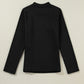 Black Mock Neck Thermal Lined Long Sleeve Tee