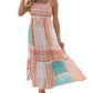 Multicolor Boho Patchwork Print Square Neck Sundress