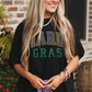Black Rhinestone Mardi Gras Letter Graphic Oversized T Shirt
