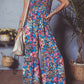 Pink Floral Smocked Bust Spaghetti Straps Wide Leg Jumpsuit