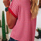 Pink Stripe Knitted Round Neck T Shirt