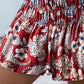 Floral Print High Waist Strechy Shirred Shorts Casual Loose Fit Shorts