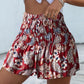 Floral Print High Waist Strechy Shirred Shorts Casual Loose Fit Shorts