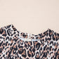 Brown Leopard Print Crew Neck Shift Short T Shirt Dress