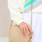 Oatmeal Chevron Stitch PU Leather Chain Strap Shoulder Bag