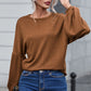 Faux Knit Jacquard Puffy Long Sleeve Top