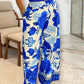 2 Piece Floral Print U Neck Spaghetti Strap Top High Waist Wide Leg Vacation Pants Set with Pocket