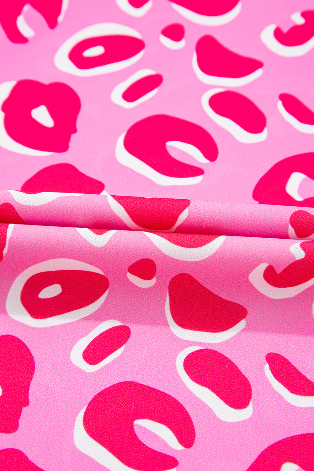 Pink Leopard V Neck Loose Short Sleeve Top