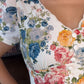 Floral Print V Neck Puff Sleeve Button Decor Dress Casual Waist A Line Dress