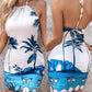 Landscape Butterfly Print Backless Dress