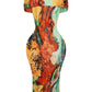Tie Dye Print Off Shoulder Bodycon Dress