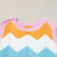 Multicolour Striped Colorblock Scalloped Hem Knitted Vest