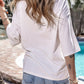 White Colorblock Star Patched Half Sleeve Oversized Tee
