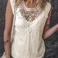Apricot Guipure Lace Crochet Keyhole Back Tank Top