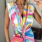 Tie Dye Print Ruched Plunge Slit Dress