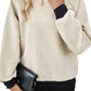 Jet Stream Color Block Edge Raglan Sleeve Crew Neck Textured Top