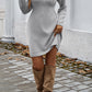 Gray Pearl Beaded High Neck Bodycon Sweater Dress