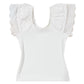 White Eyelet Ruffle Sleeve Slim Fitted Top