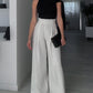 Solid Color High Waist Pleated Wide Leg Casual Pants