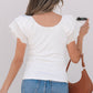 White Eyelet Ruffle Sleeve Slim Fitted Top