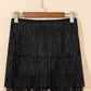 Black Tiered Fringe Trimmed Mini Skirt