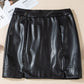 Black PU Leather Side Slits Slim Fit High Waist Mini Skirt