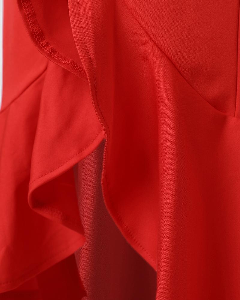 Beaded Off Shoulder Ruffles Slit Party Dress