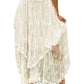 Beige Lace Cascading Tiered High Waist Maxi Skirt