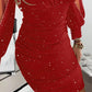 Sheer Mesh Patch Glitter Bodycon Dress