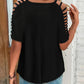 Ladder Cutout Rhinestone Cold Shoulder Top