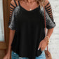 Ladder Cutout Rhinestone Cold Shoulder Top
