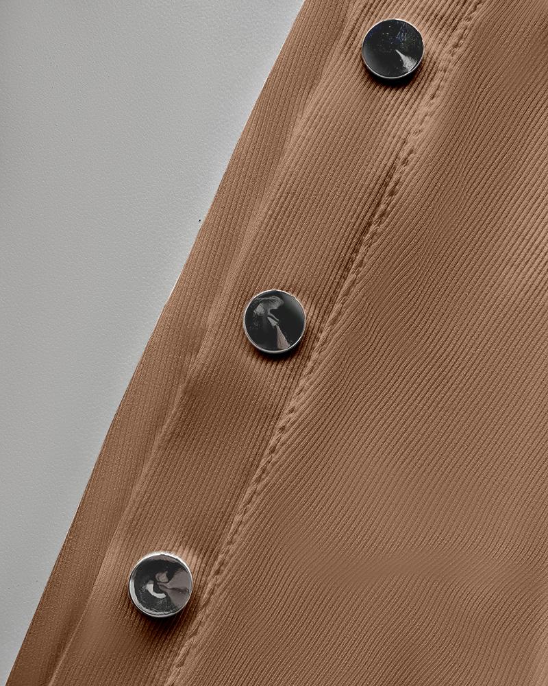 Off Shoulder Wrap Backless Ribbed Knit Dress Side Slit With Snap Buttons Bodycon Dress