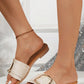 Beige Buckle Decor Linen Upper Flat Slippers