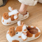 Coffee Plush Cartoon Cow Thermal Home Slippers
