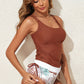 Mineral Red Drawstring Tummy Control Mix-and-match 2pcs Tankini Swimsuit
