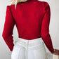 Keyhole Neck Multicolor Rhinestone Decor Knit Sweater