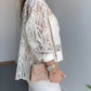 Floral Lace Embroidered Mesh Patchwork High Low Hem Baseball Coat Casual Side Slit Zip Up Bomber Jacket