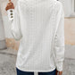 Eyelet Embroidery V Neck Long Sleeve T Shirt Casual Hollow out Button Decor Top