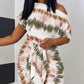 Tie Dye Print Draped Skew Neck Casual Dress