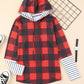 Fiery Red Christmas Plaid Striped Patchwork Drawstring Hoodie