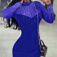 Rhinestone Sheer Mesh Patchwork Bodycon Dress