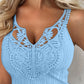 Contrast Lace V Neck Casual Slim Fit Textured Tank Top