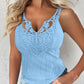 Contrast Lace V Neck Casual Slim Fit Textured Tank Top