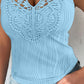 Contrast Lace V Neck Casual Slim Fit Textured Tank Top
