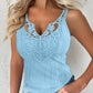 Contrast Lace V Neck Casual Slim Fit Textured Tank Top