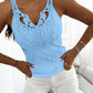 Contrast Lace V Neck Casual Slim Fit Textured Tank Top