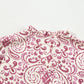 Pink Paisley Print Tiered 3/4 Sleeve Notched Neck Mini Dress
