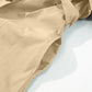 Pale Khaki Solid Color Lapel Collar Waist Tie Wind Coat