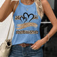 Leopard Print Heart Pattern Heart Sleeveless Tank Casual Loose Fit Top