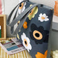 Dark Grey Flower Print Canvas Zipper Large Tote Bag